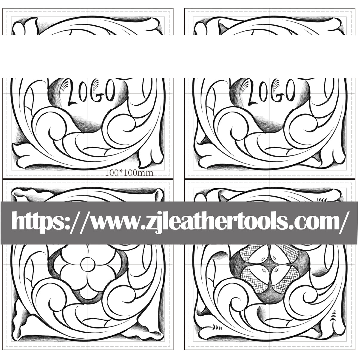 PATTERN #12: Floral Leather Carving Pattern – Full-Size 1:1 PDF