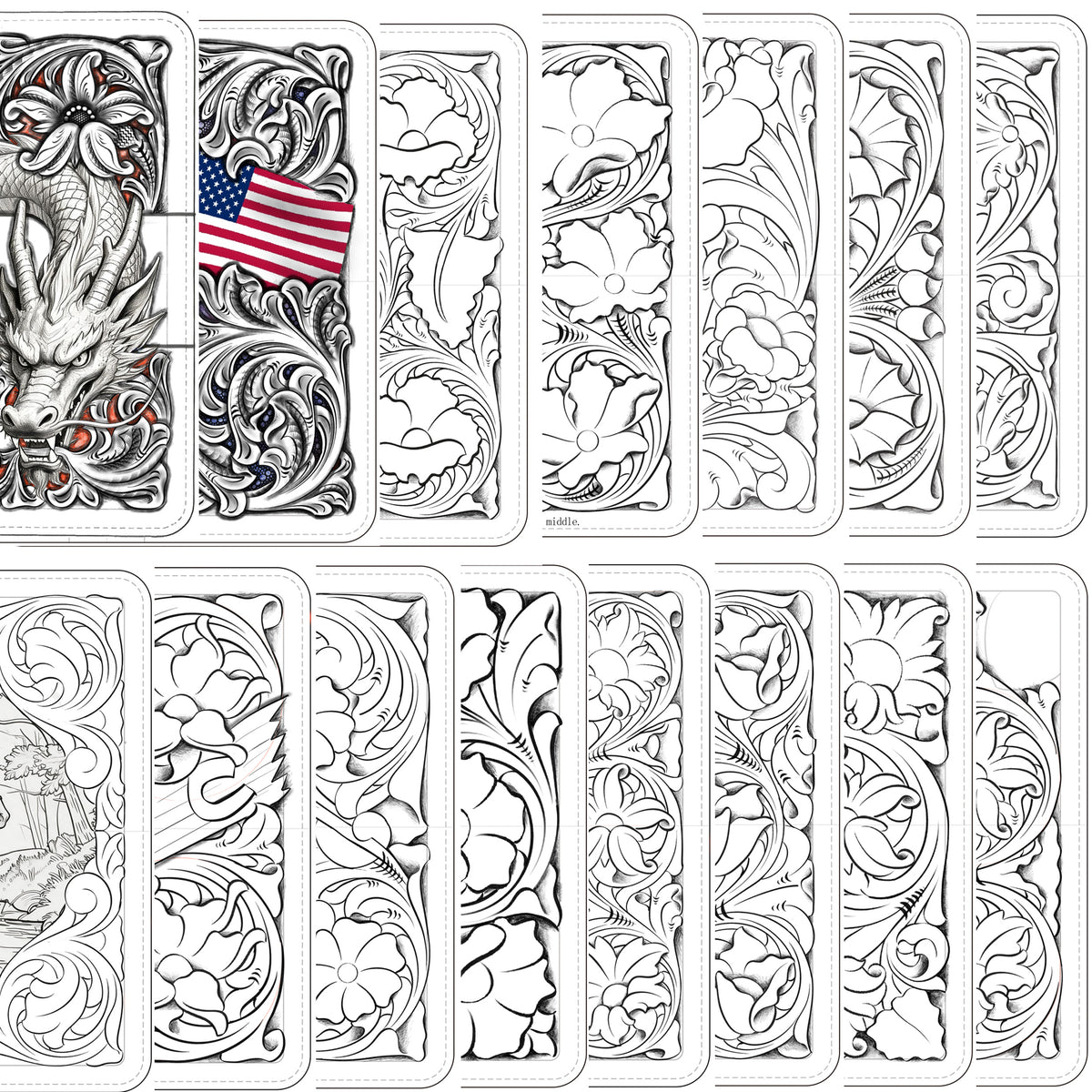 E‑Book‑Original Long Wallet Carving Pattern Collection