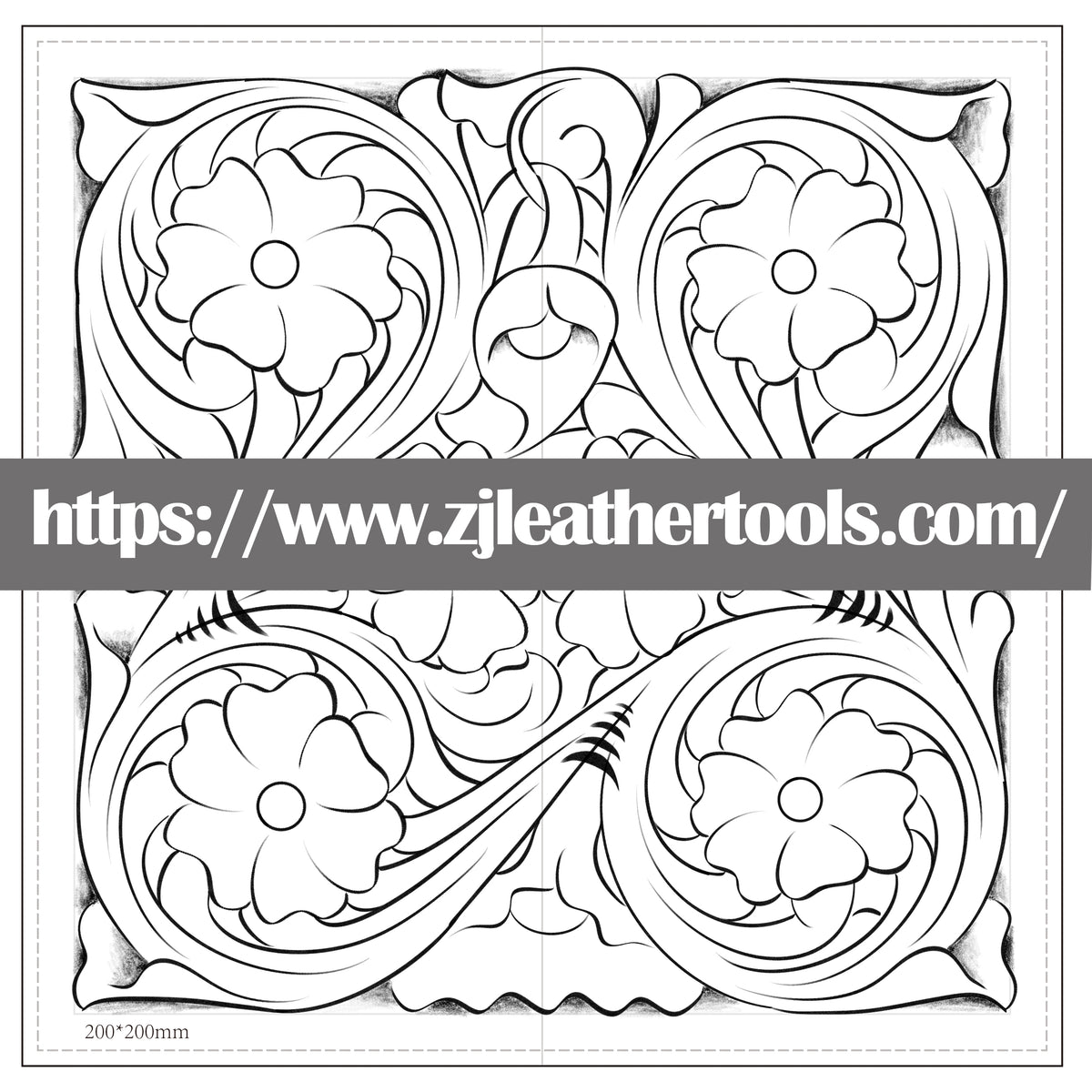 PATTERN #02: Floral Leather Carving Pattern – Full-Size 1:1 PDF