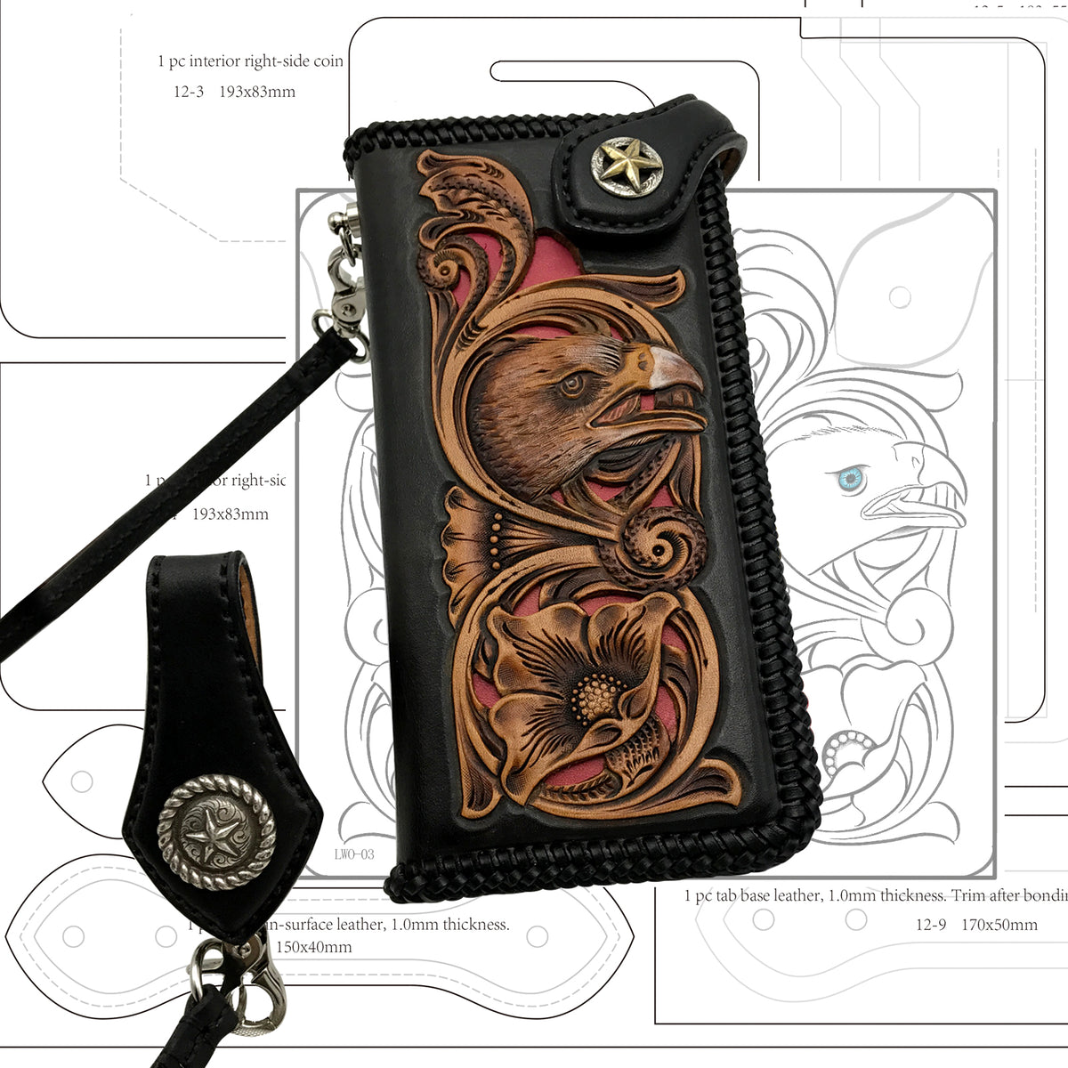 Pattern‑Leather Carving Long Wallet Carving Pattern & Paper Pattern -1
