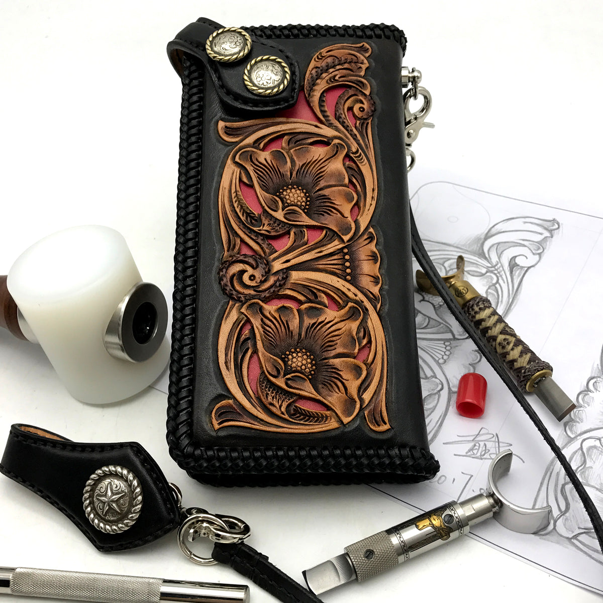 Pattern‑Leather Carving Long Wallet Carving Pattern & Paper Pattern -1