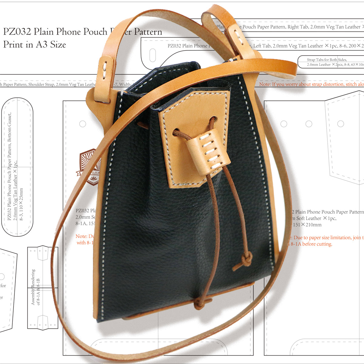 Pattern - Leather Crossbody Phone Pouch Pattern